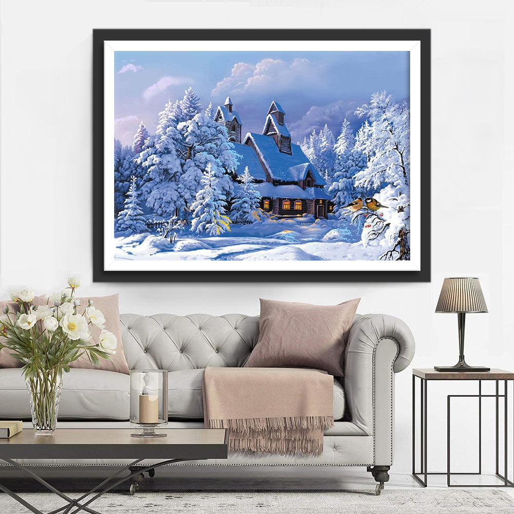 Immeuble dans la Neige Broderie Diamant