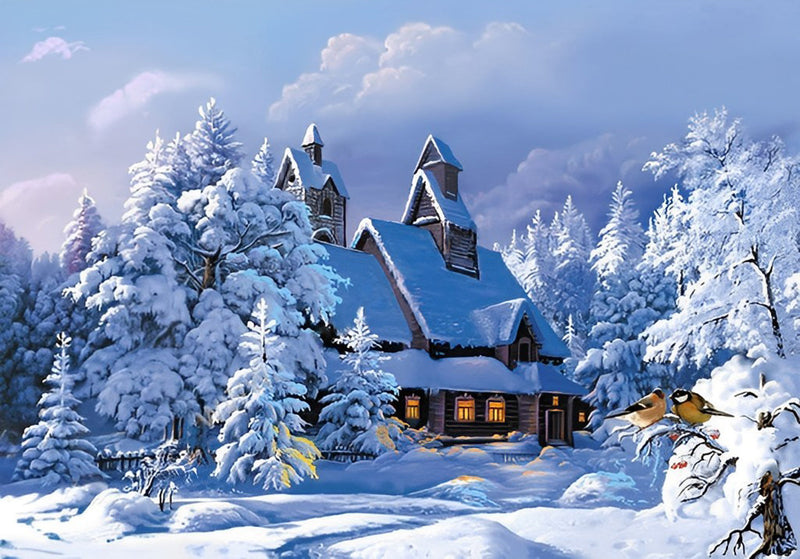 Immeuble dans la Neige Broderie Diamant