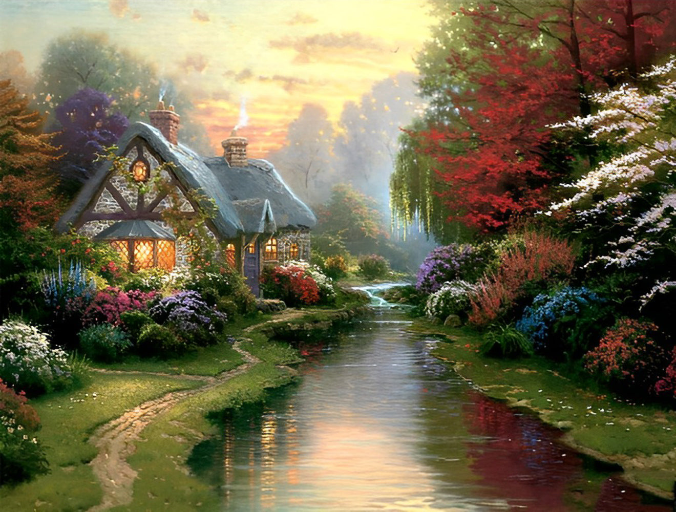 Immeuble et Plantes Broderie Diamant