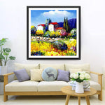 Immeubles Rouges et Plantes Broderie Diamant