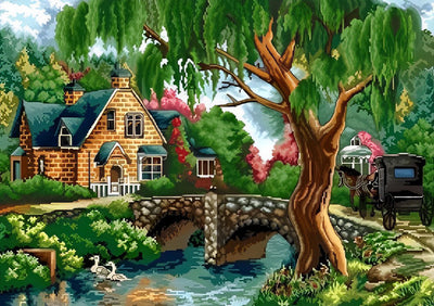 Jardin et Charrette Broderie Diamant