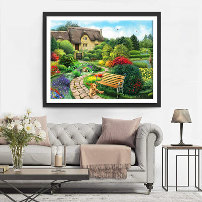 Jardin et Chien Broderie Diamant