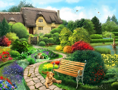 Jardin et Chien Broderie Diamant