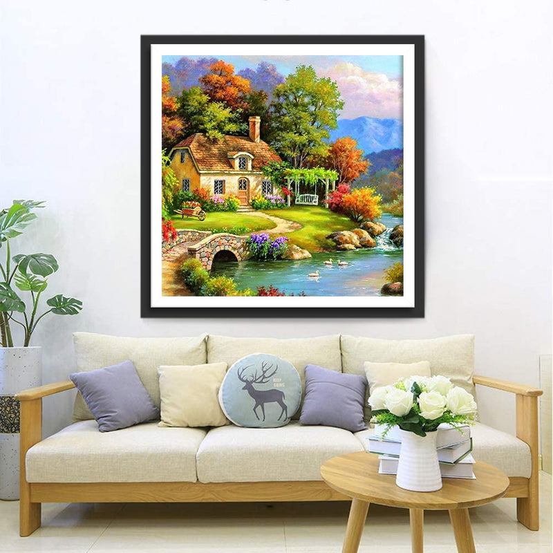 Jardin Paysage au Bord du Ruisseau Broderie Diamant