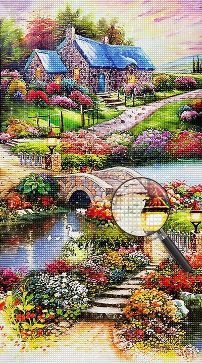 Jardin Paysage avec des Plantes et Animaux Broderie Diamant