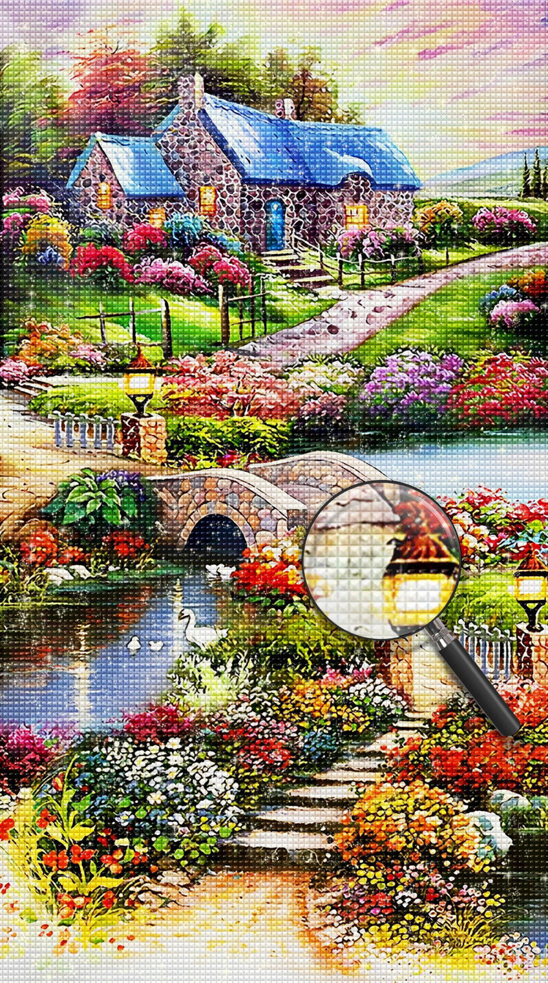 Jardin Paysage avec des Plantes et Animaux Broderie Diamant