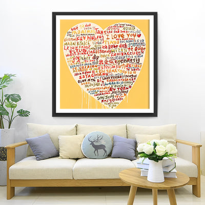 Je T'aime dans le Langues du Monde Jaune Broderie Diamant