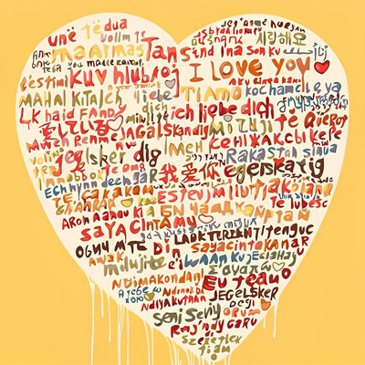 Je T'aime dans le Langues du Monde Jaune Broderie Diamant