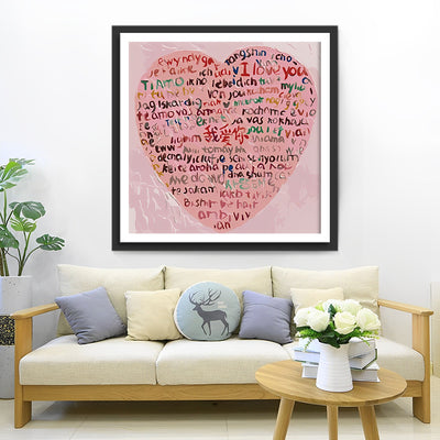 Je T'Aime dans le Langues du Monde Rose Broderie Diamant