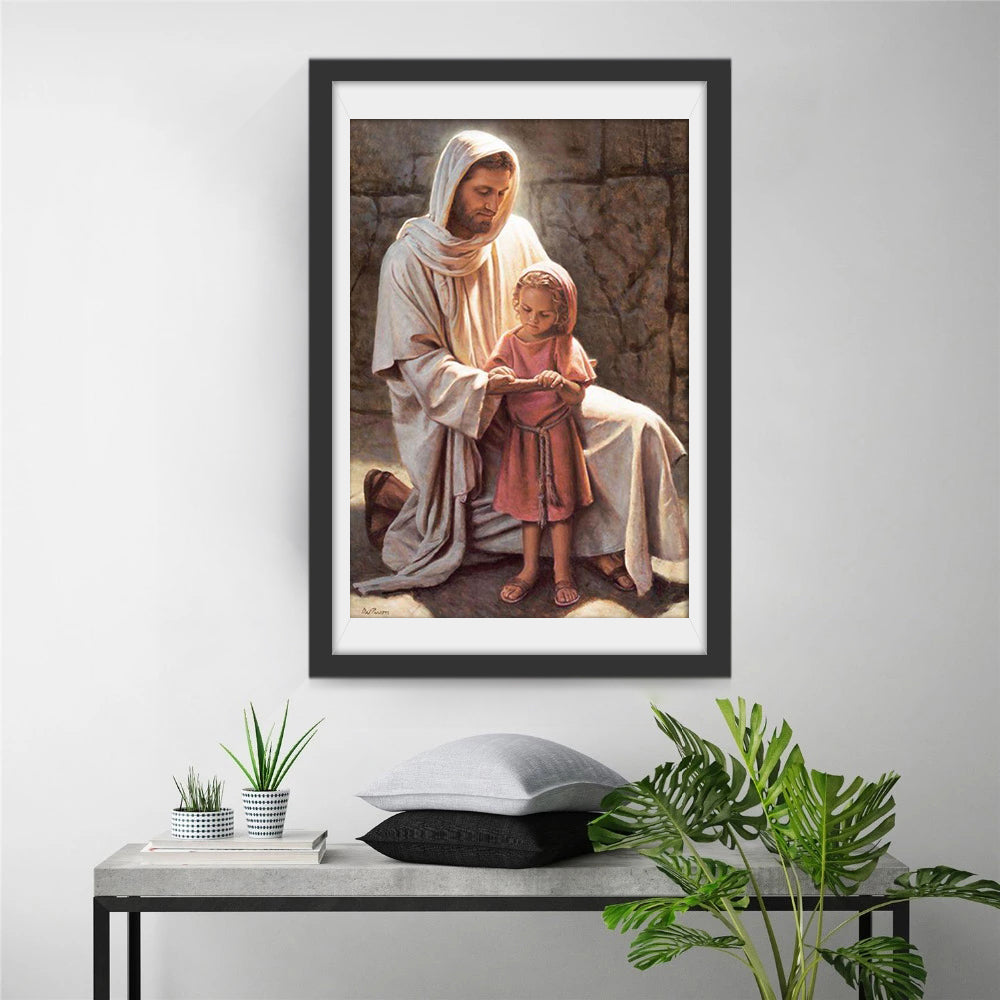 Jésus et la Petite Fille Broderie Diamant