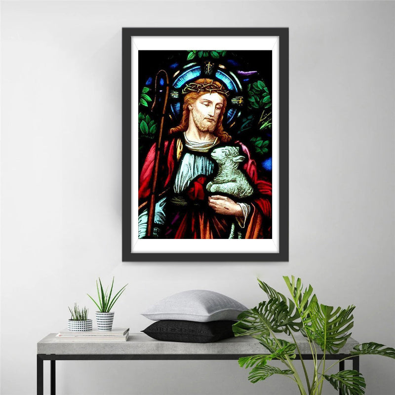 Jésus Tenant un Agneau Broderie Diamant