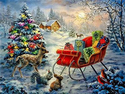 Joli Paysage de Noël Broderie Diamant