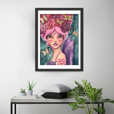 L'elfe aux Cheveux Roses Broderie Diamant