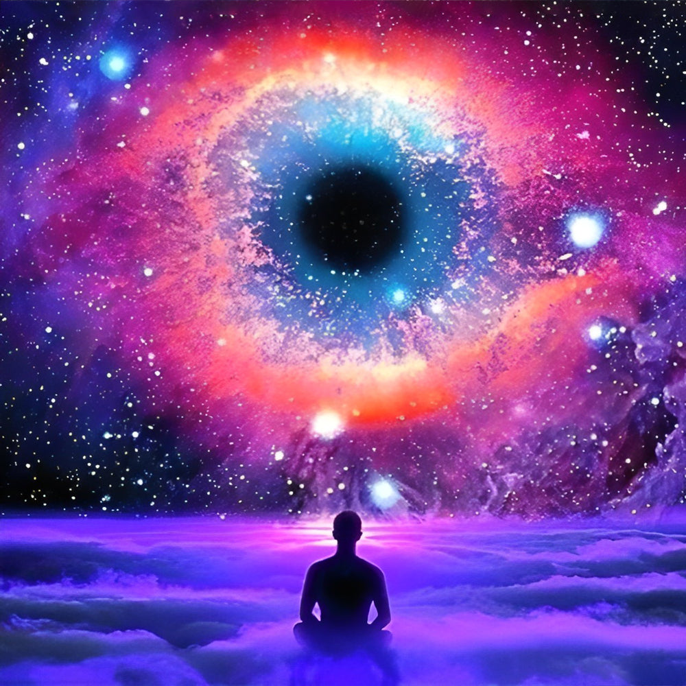 L'œil de l'Univers et le Méditant Broderie Diamant