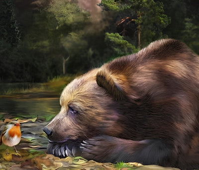 L'ours Brun et l'Oiseau Broderie Diamant