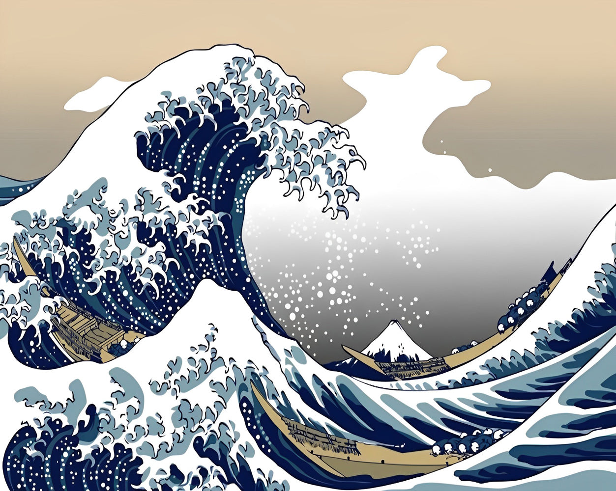 L'ukiyo-e et les Vagues Broderie Diamant