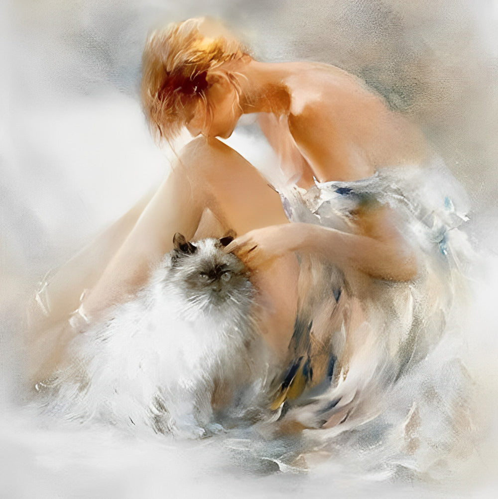 La Belle et le Chat Broderie Diamant