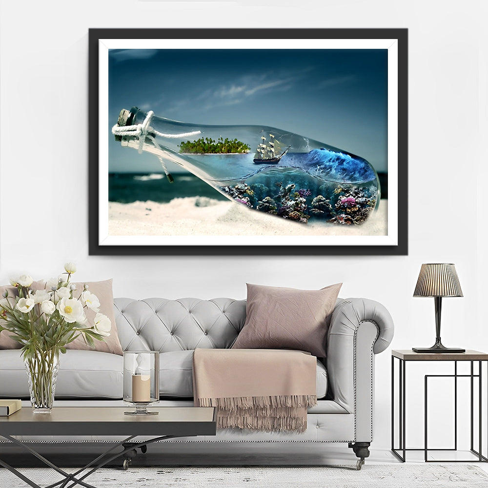 La Bouteille à la Mer et l'Océan Broderie Diamant