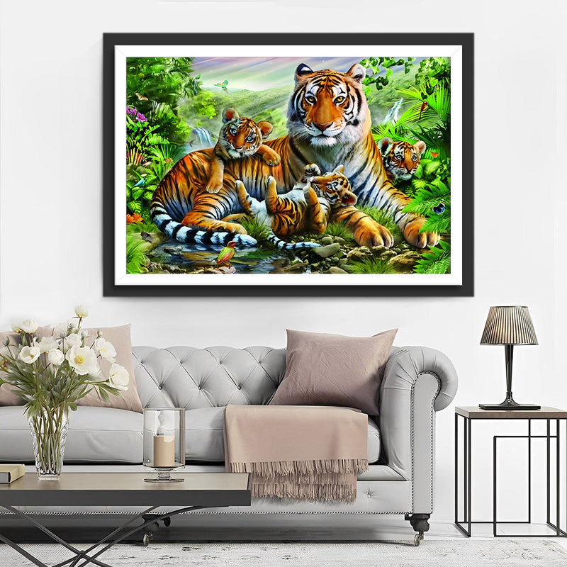 La Famille de Tigre Broderie Diamant