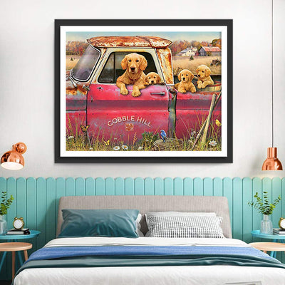 La Famille Golden Retriever Broderie Diamant