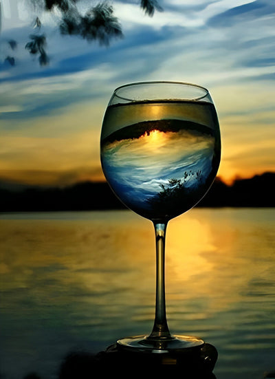 La Mer et le Ciel dans Un Verre Broderie Diamant