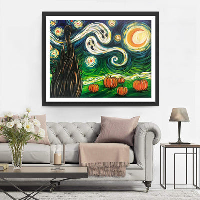 La Nuit Etoilée et Citrouilles Broderie Diamant