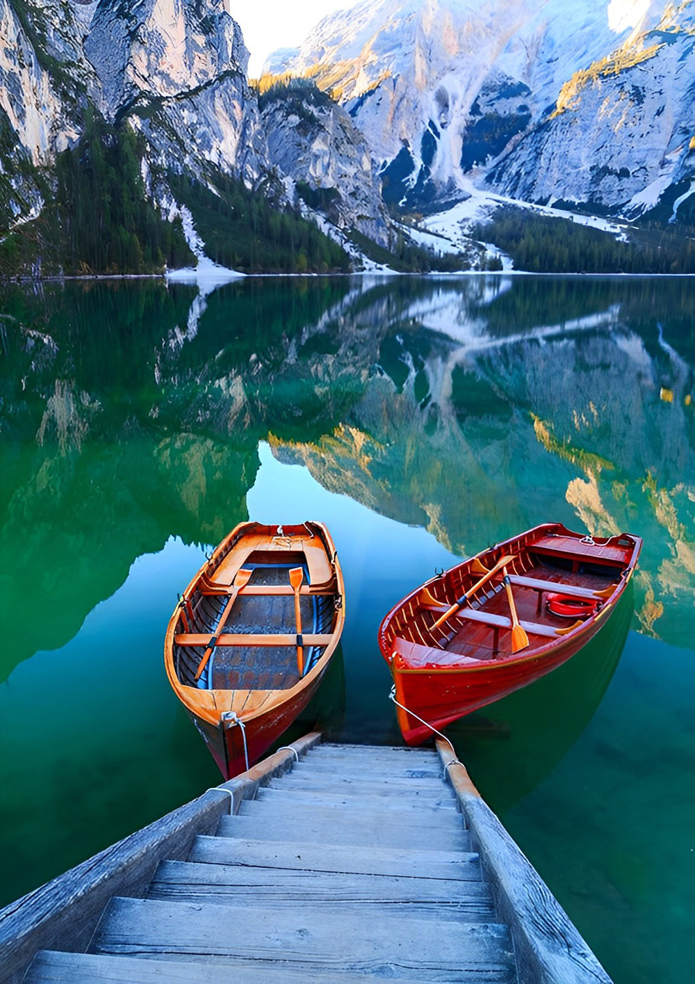 Lac et Bateaux Broderie Diamant