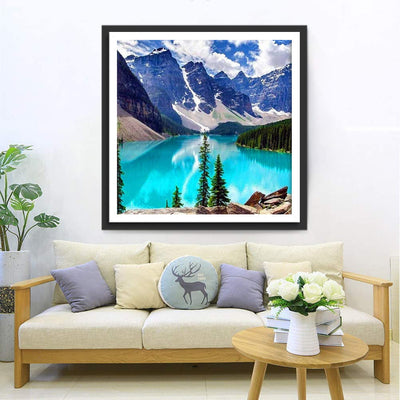 Lac et Montagnes Enneigées Broderie Diamant