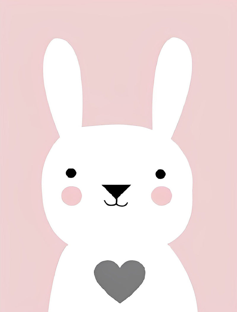 Lapin Blanc avec Coeur Girs Broderie Diamant