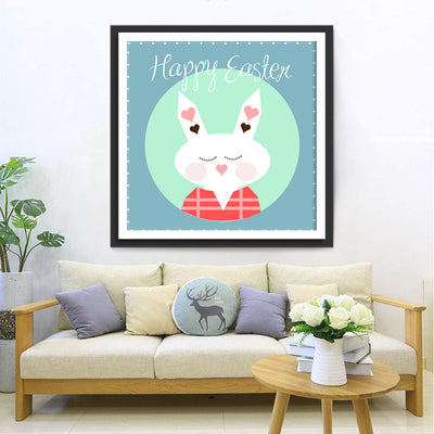 Lapin Blanc de Pâques Fête Cartoon Broderie Diamant