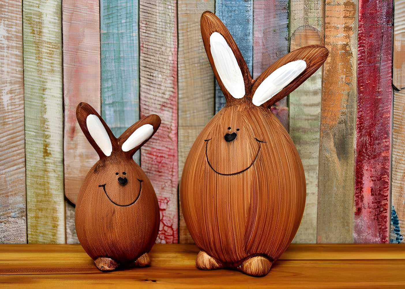 Lapin en Bois de Pâques Fête Broderie Diamant