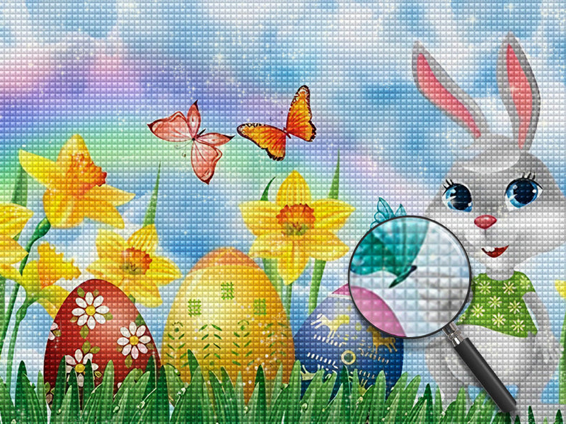 Lapin Gris de Pâques Fête Cartoon Broderie Diamant