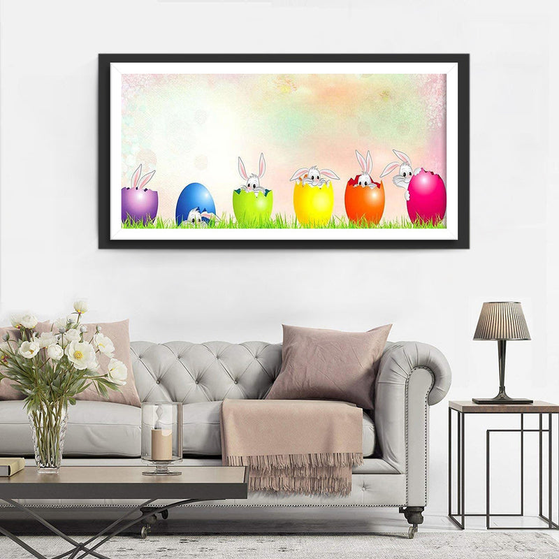 Lapins et les œufs de Pâques Fête Broderie Diamant