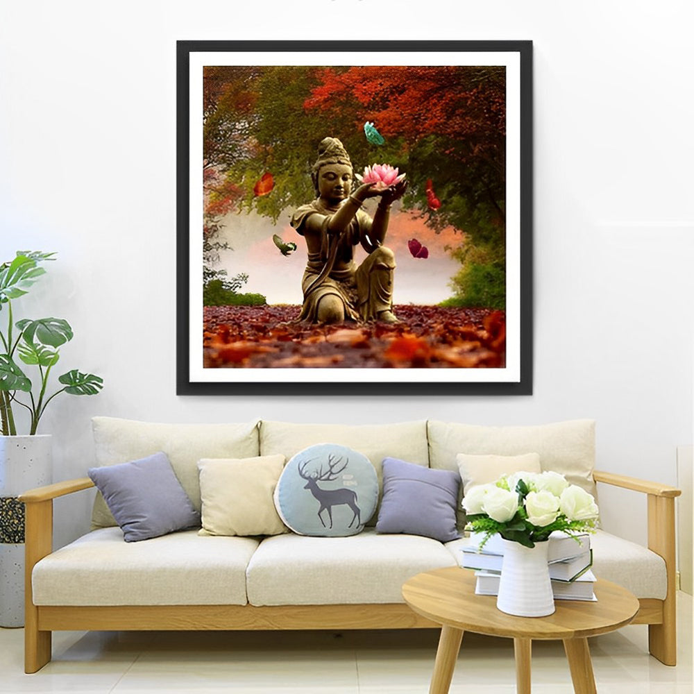 Le Bodhisattva Tenant Fleur de Lotus Broderie Diamant