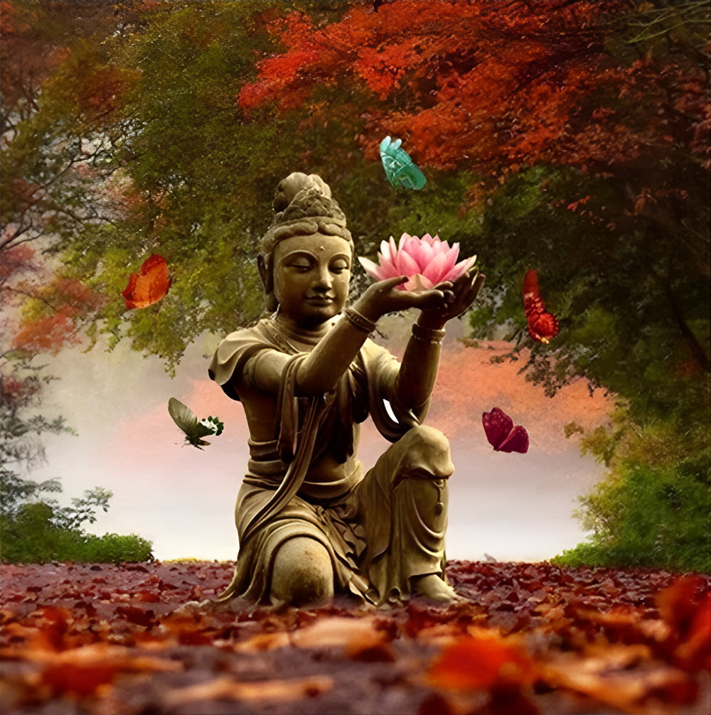 Le Bodhisattva Tenant Fleur de Lotus Broderie Diamant