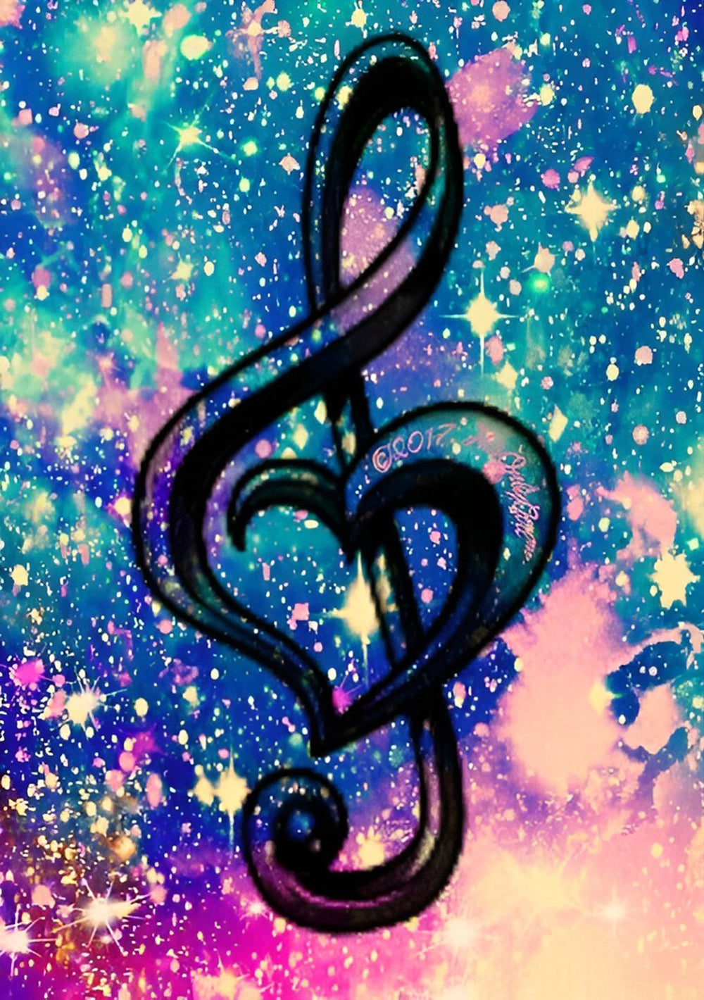 Le Clef de Sol avec des Étoiles Broderie Diamant