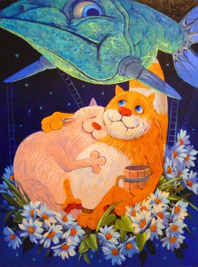 Le Couple de Chats Broderie Diamant