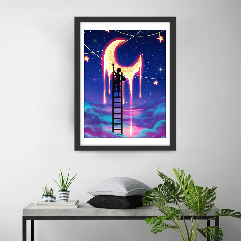 Le Garçon Dessinant la Lune Broderie Diamant