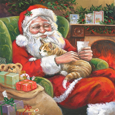 Le Père Noël Buvant du Lait Broderie Diamant