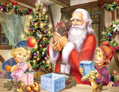 Le Père Noël et les Lutins Broderie Diamant