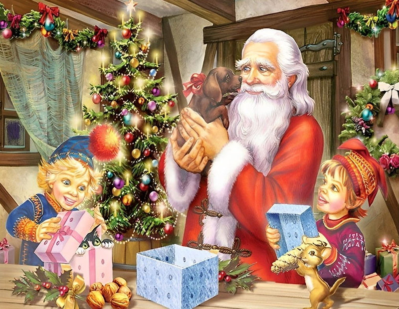 Le Père Noël et les Lutins Broderie Diamant
