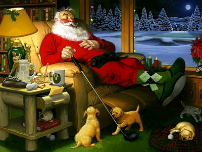 Le Père Noël Golfeur Broderie Diamant