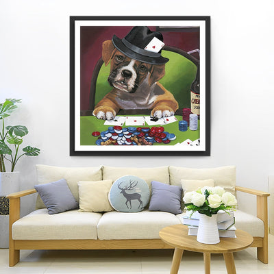 Le Petit Chien Joueur Broderie Diamant
