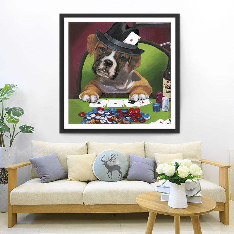 Le Petit Chien Joueur Broderie Diamant