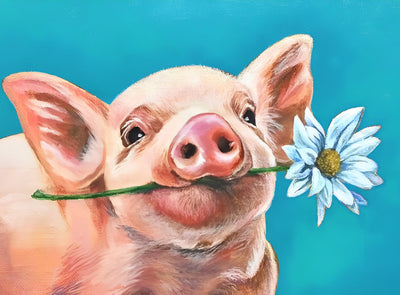 Le Petit Cochon Mordant dans Marguerite Broderie Diamant