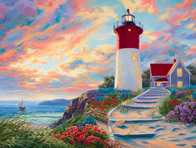 Le Phare et Fleurs Broderie Diamant