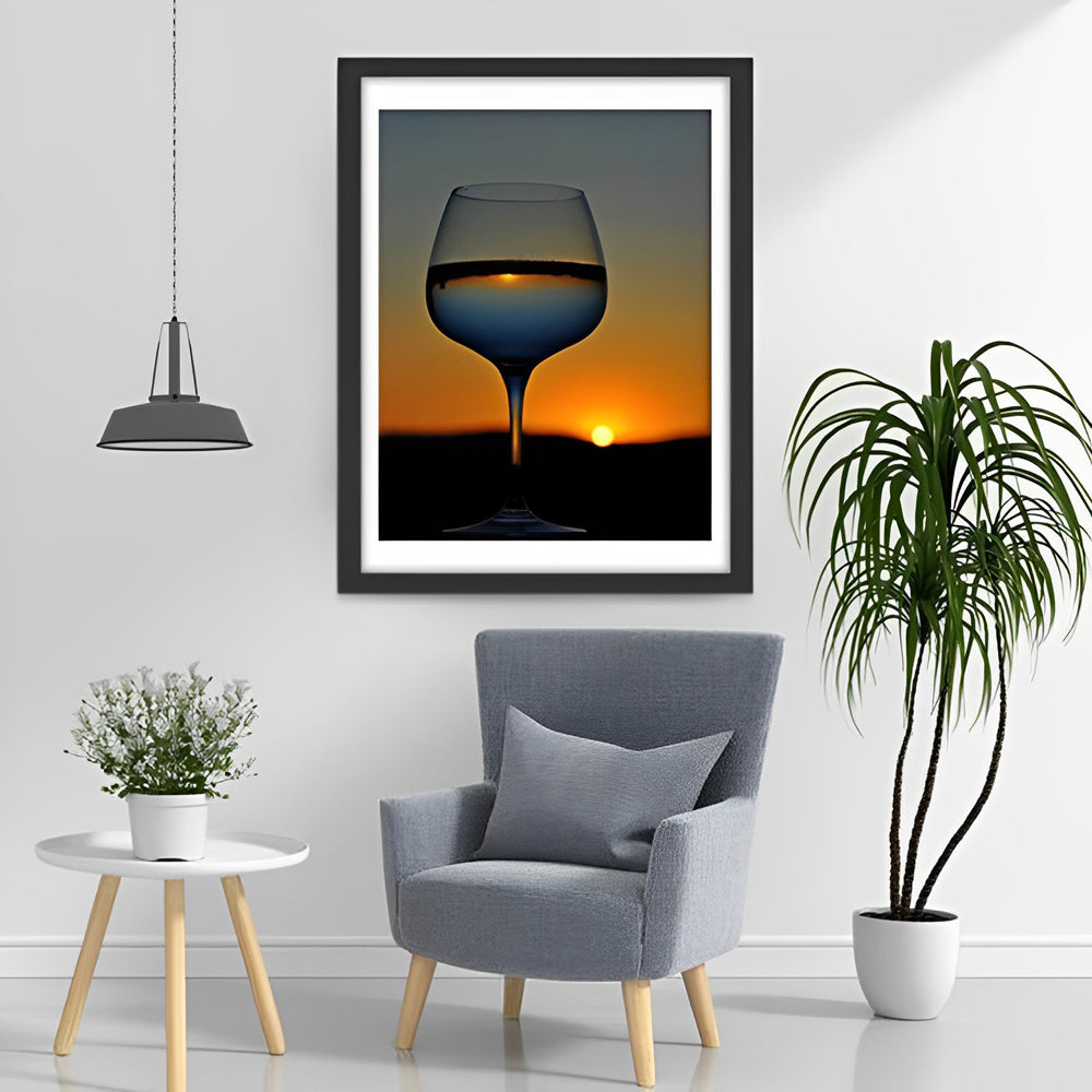 Le Soleil Couchant dans un Verre Broderie Diamant