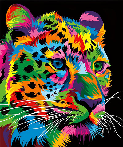 Léopard des Couleurs Broderie Diamant