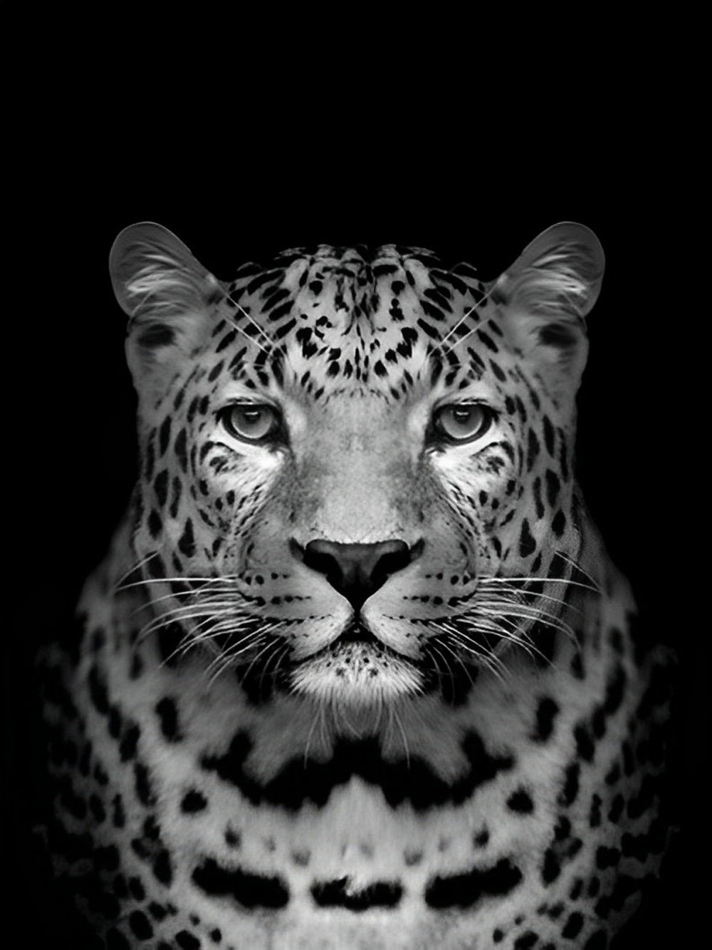 Léopard Noir et Blanc Broderie Diamant