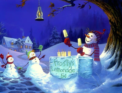 Les Bonhommes de Neige Vendant des Glaces Broderie Diamant